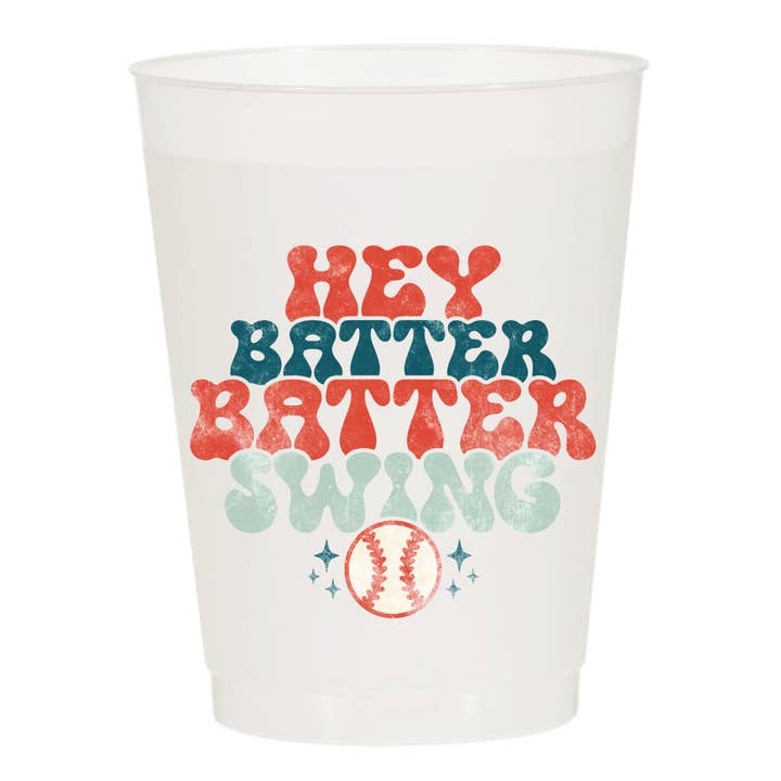 Hey Batter Swing Baseball Frosted Cups - Sports for wholesale by Sip Hip Hooray