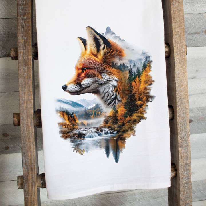 Torchon Personnalisable "Fox Woodland" | Décoration Inspirée de la Nature pour la vente par This Joyful Home
