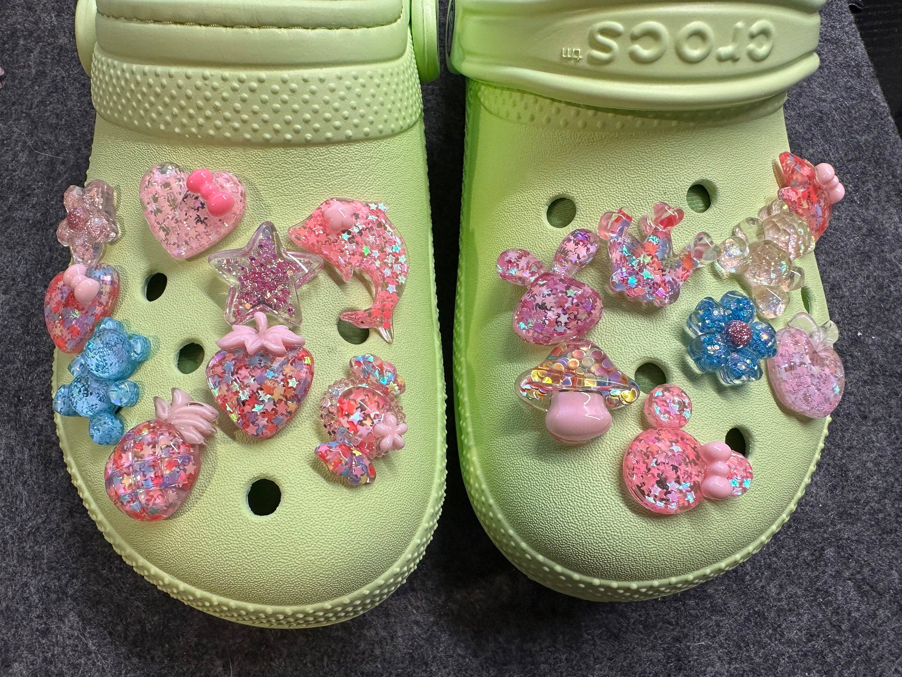 JuliesDecal - Wholesale Shoe Accessories - Bling Bling sequin star Aurora Glitter Resin charms for DIY Unique Special Croc Shoes  Best Quality JuliesDecalDesign2