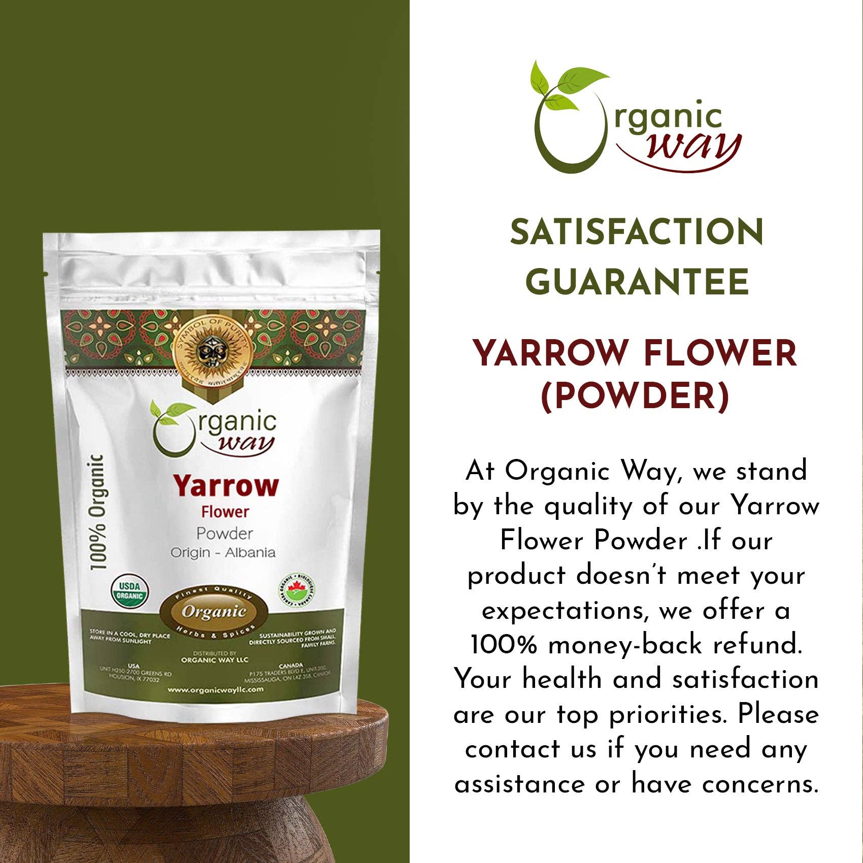 Organic Way LLC – wholesale Loose tea – Yarrow Flower Powder (Achillea millefolium) - Herbal Tea | European Wild-Harvest | Kosher & USDA Certified | Vegan, Non-GMO & Gluten Free | 100% Raw from Albania4