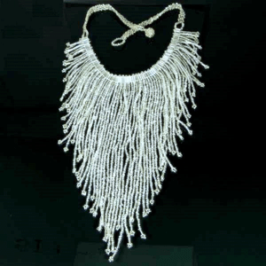 BEADS CORNER - Wholesale Beaded/Pearl Necklace - Handmade Beaded Silver Tone Seed Bead Bib Necklace1