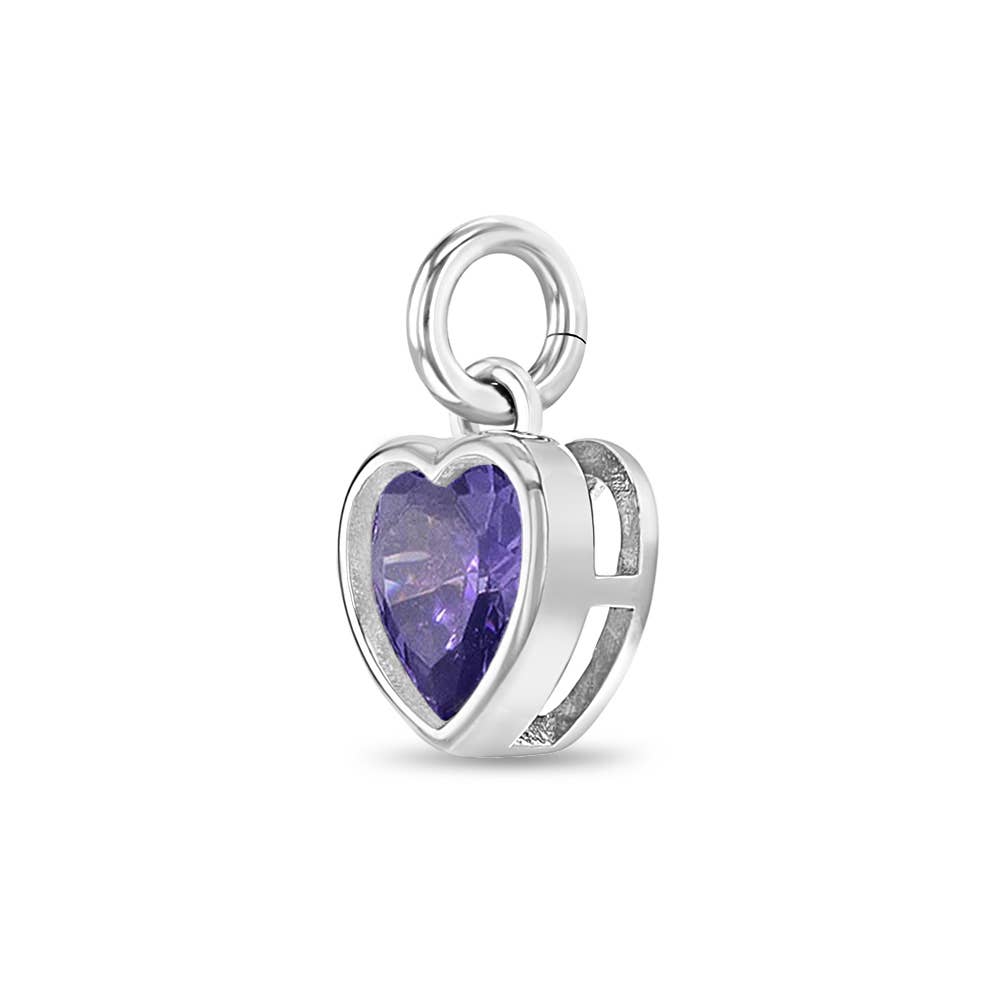 In Season Jewelry – wholesale Individual charm/pendant – Birthstone Heart Charm for Charm Bracelet - Sterling Silver6