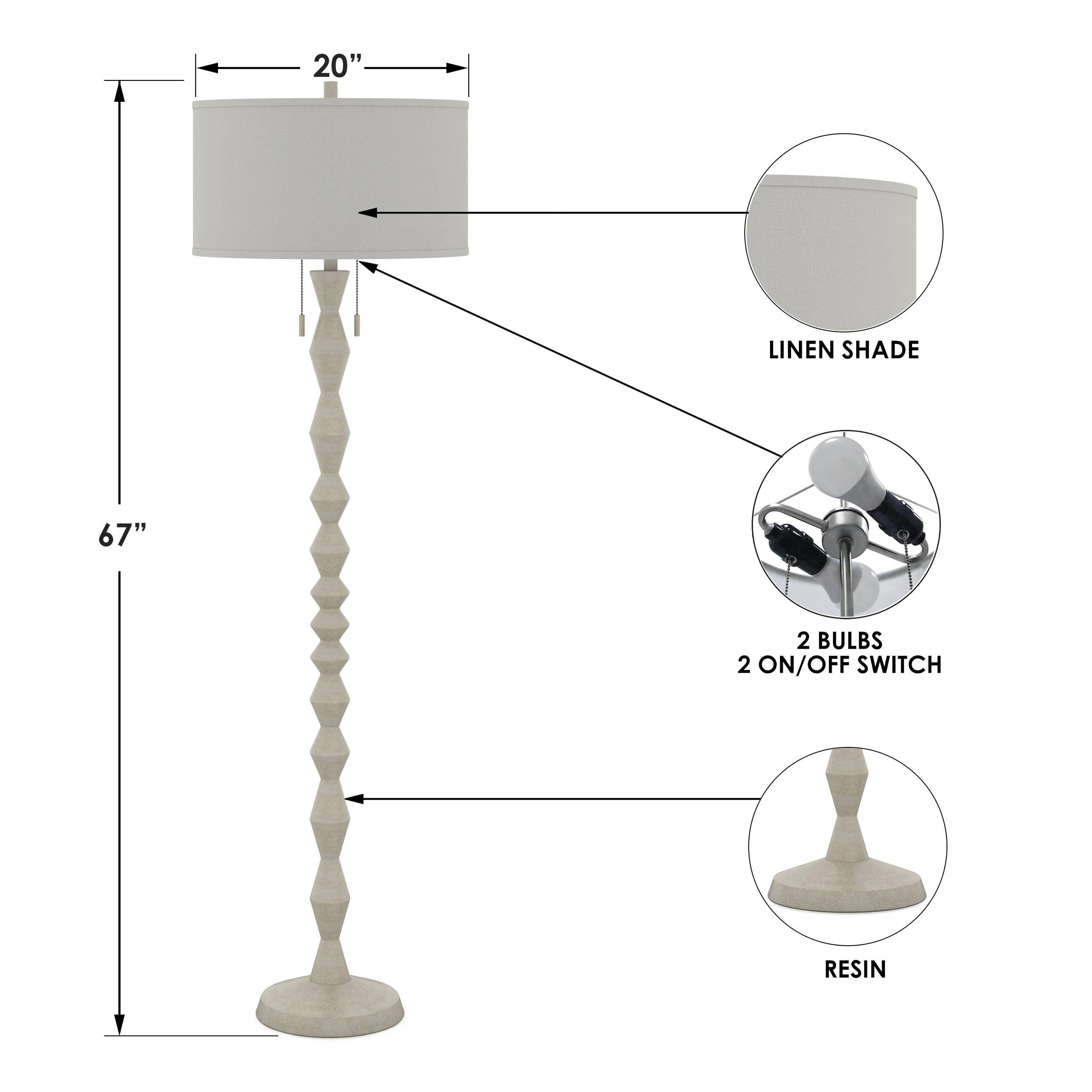 Lux Lighting - Wholesale Floor Lamp - Zenith, 66" White Slim Modern Design Floor Lamp - Drum Shade5