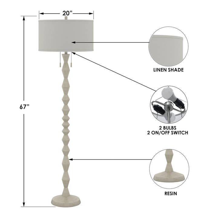 Lux Lighting - Wholesale Floor Lamp - Zenith, 66" White Slim Modern Design Floor Lamp - Drum Shade5