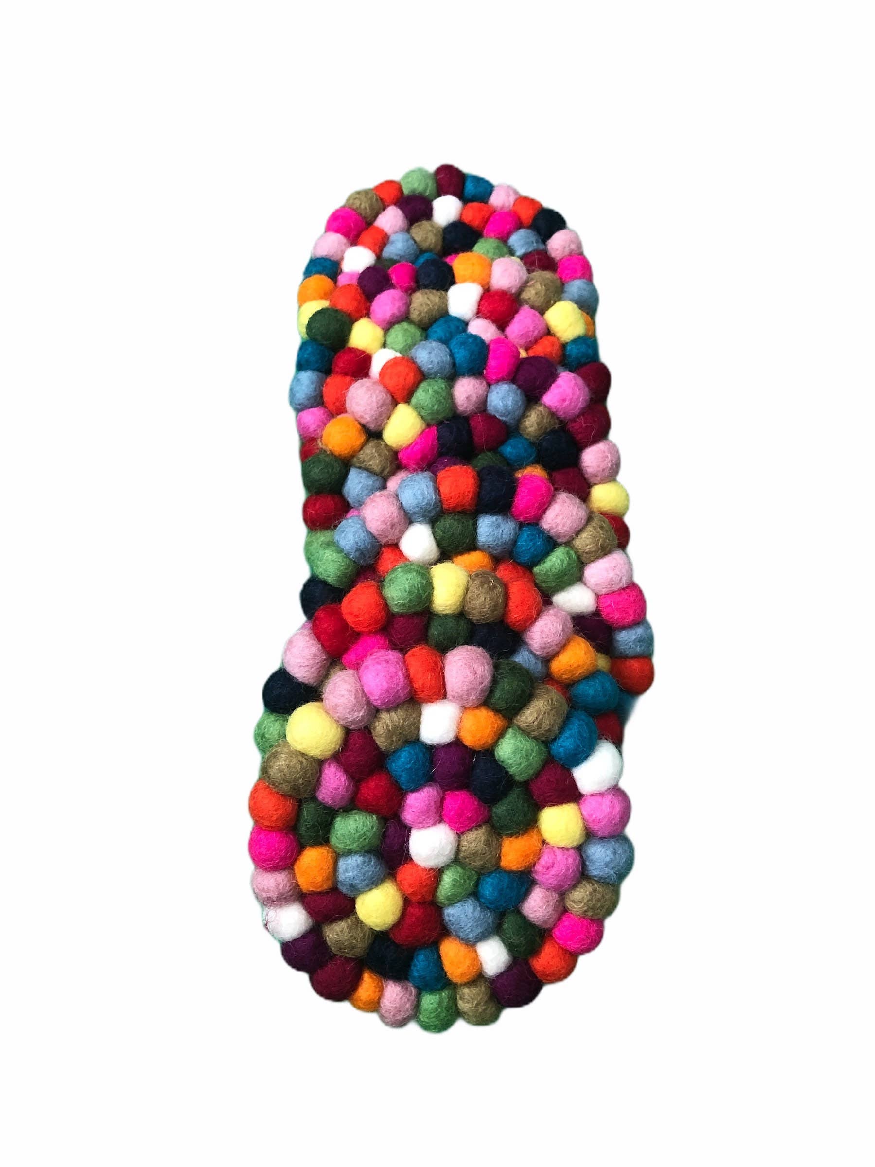 Funky Yak Ltd – wholesale Coasters – Felt Pom Pom Round Multicolour Coasters Handmade In Nepal6