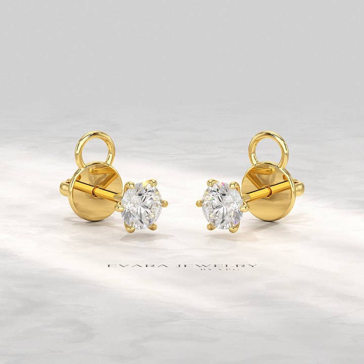 1 Carat Solitaire Lab Grown Diamond Studs Earrings for wholesale by Evara Jewelry