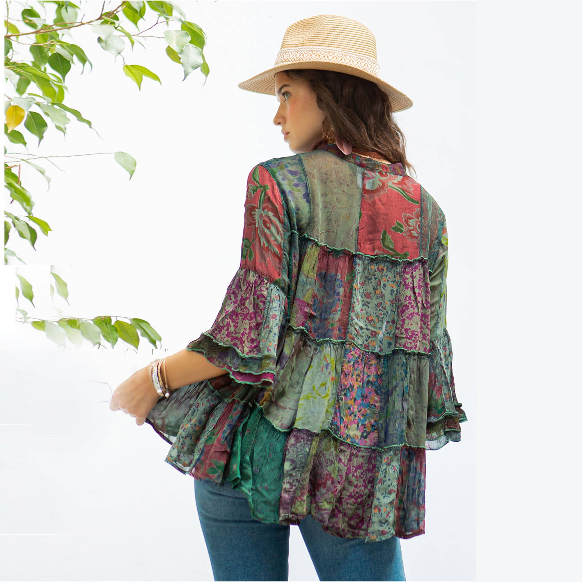 Young Threads - Venta al por mayor Blusa - Mujer - Top Jhabla con Cuello de Banda Teñido Chic (Nuevo Color)9