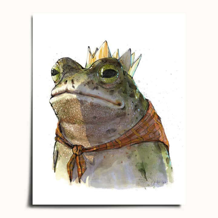 The Ugly Cat Studio - Wholesale Art Print - Toad King Watercolour Fine Art Print5