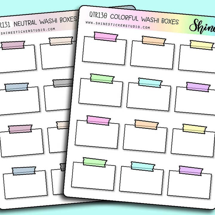 Washi Box Stickers for wholesale by Shine Sticker Studio