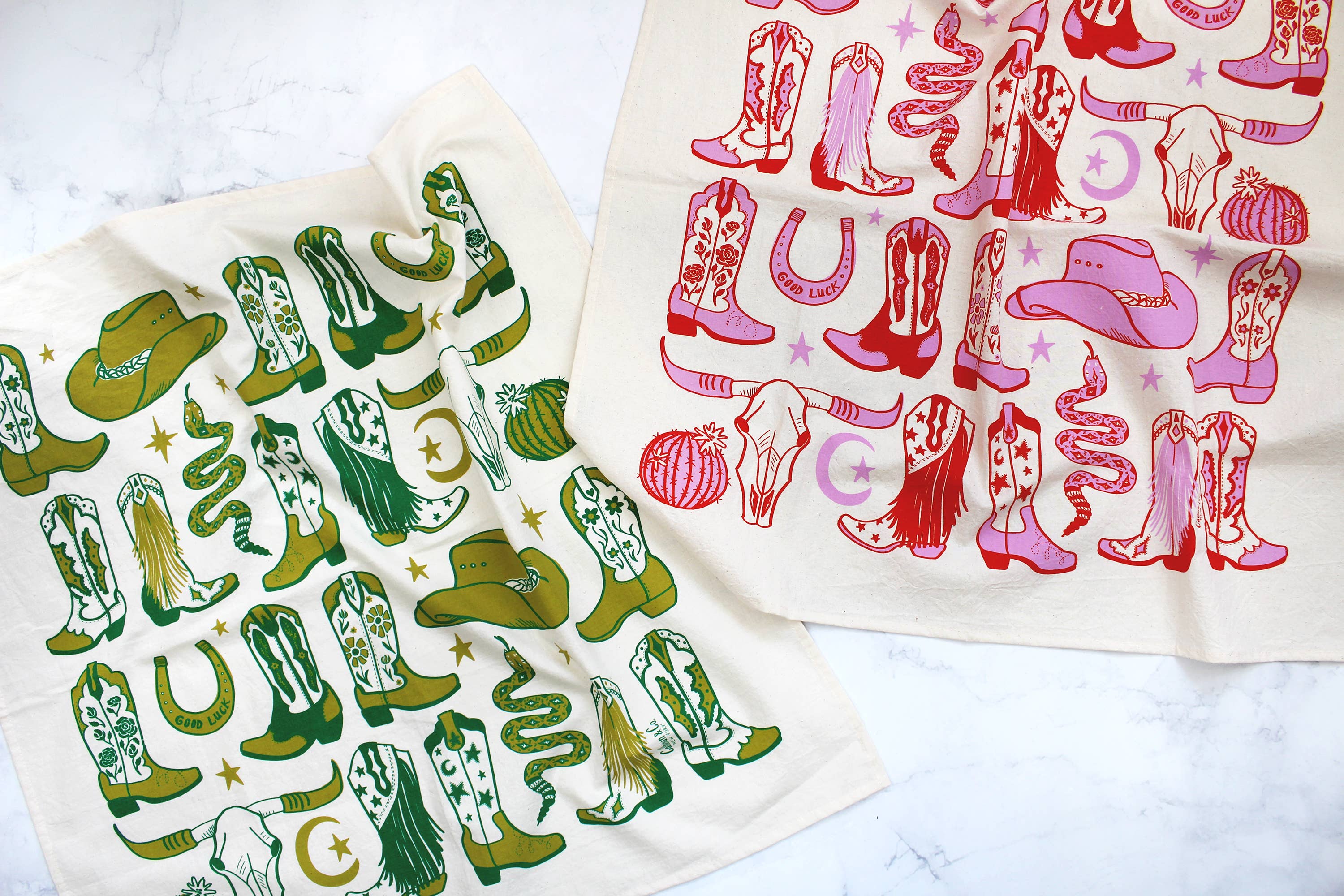 Calhoun & Co. – wholesale Tea towel – Howdy Cowgirl! Boots Tea Towel7