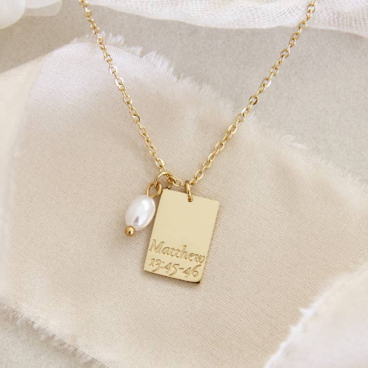 Parabole du collier de la perle de grand prix, Matthieu 13:45-46 pour la vente par LoveStory Collection