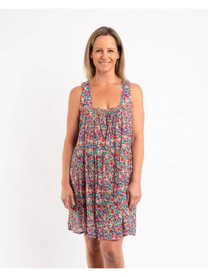 Mozaic by Euro Dreaming - Wholesale Dress – Women's - Beaded Above The Knee Summer Cotton Dress1
