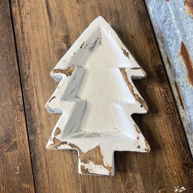 Forever Green Art - Wholesale Decorative Plate/Dish/Bowl - Christmas Tree Wood Dough Bowl