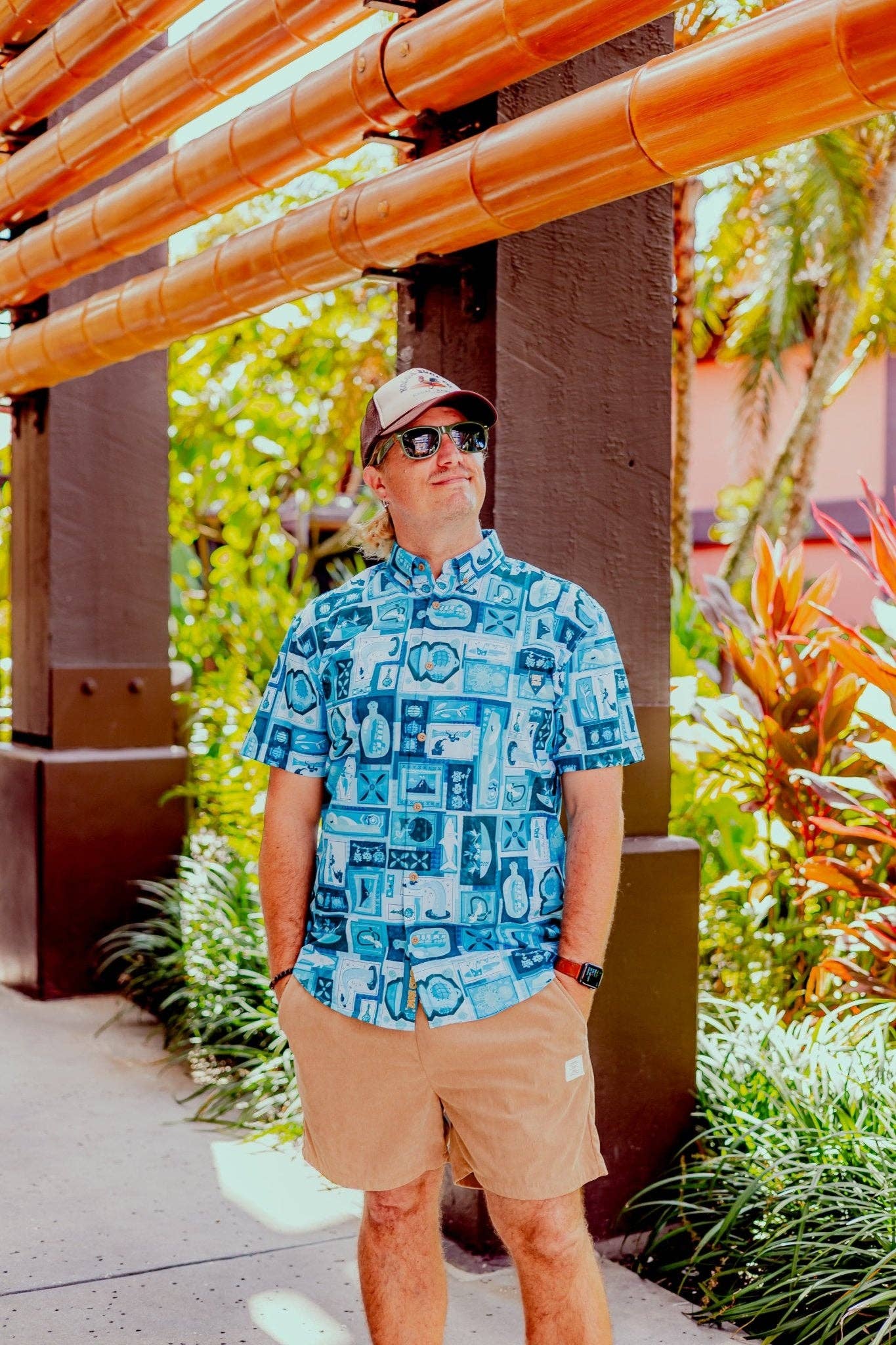 Park Candy - Wholesale Button Down Shirt - Men's - Blue Hawaii Tiki Tiki Aloha Shirt