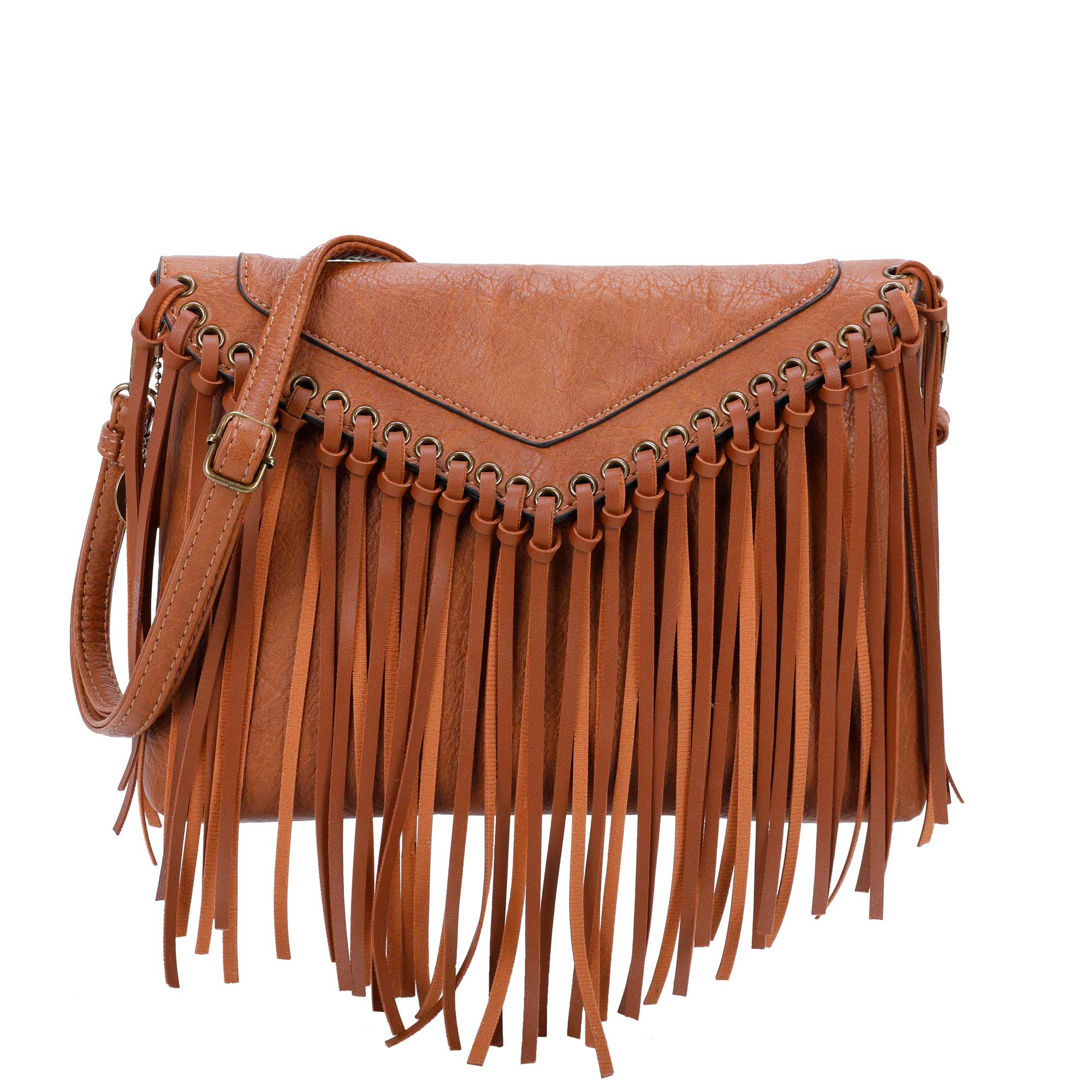 AMPERE CREATIONS - Wholesale Crossbody Bag - Women's - Dallas Classic Vegan Leather Western Fringe Crossbody Bag7