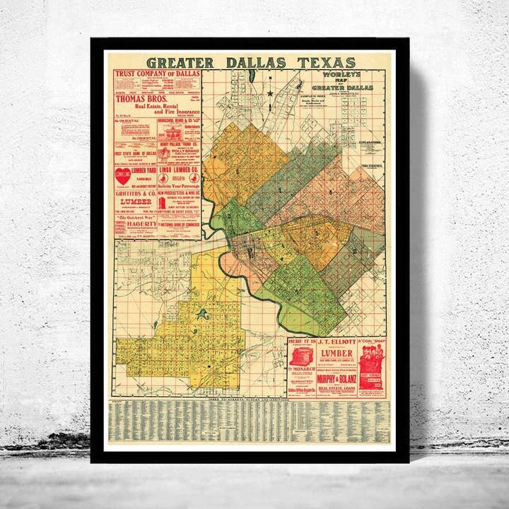 Old map of Dallas 1905 Texas Vintage Map | Vintage Map Wall Art Print and other Purchase Wholesale dallas. Free Returns & Net 60 Terms on Faire trending on Faire.