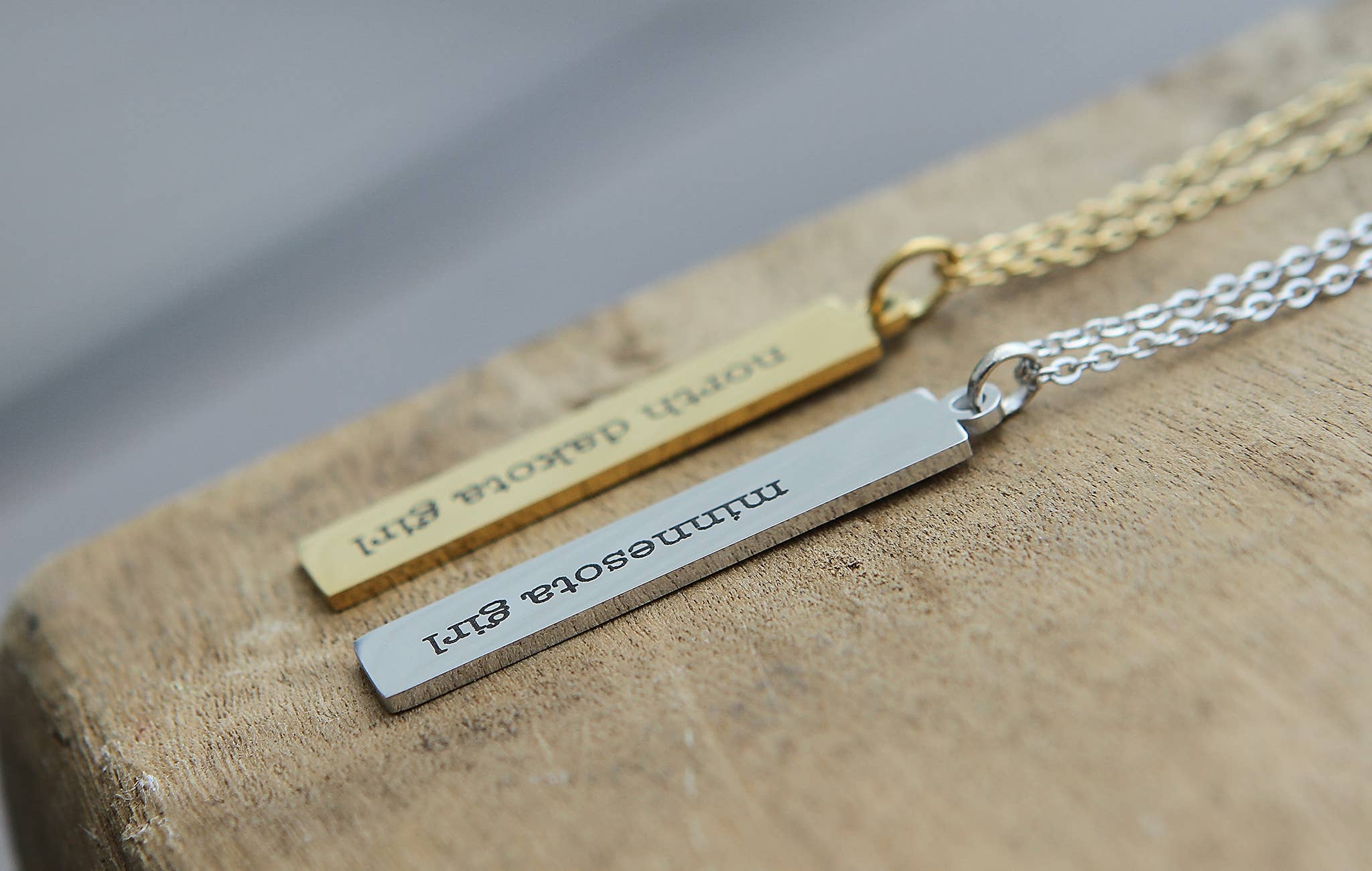 Jennifer Dahl Designs LLC - Wholesale Pendant/Charm Necklace - State Girl Engraved Bar Necklace4