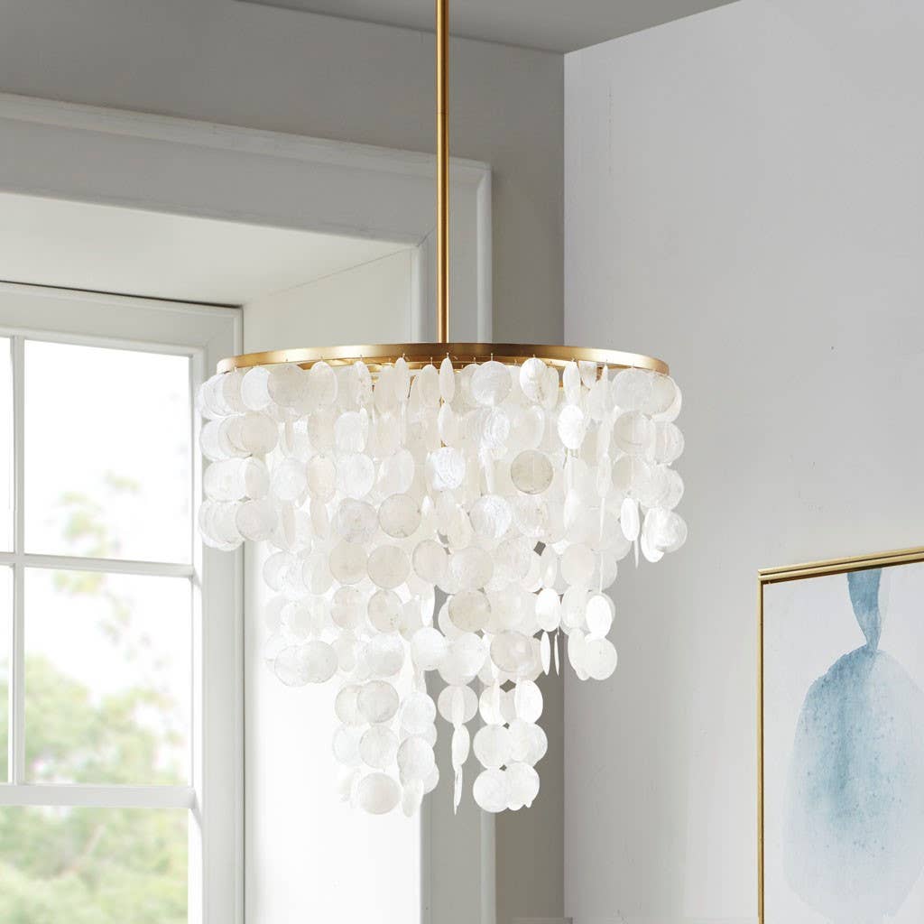 Olliix - Wholesale Chandelier/Hanging Light - 1-Light Shell Drape Elegant Chandelier with Gold Base1
