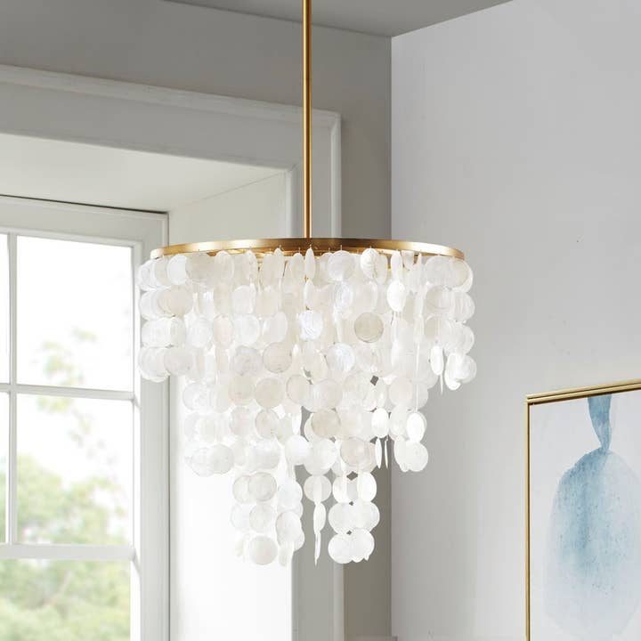 Olliix - Wholesale Chandelier/Hanging Light - 1-Light Shell Drape Elegant Chandelier with Gold Base1