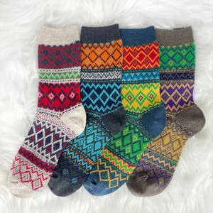 Fair Trade Hand Knitted Scandi Woollen Slipper Socks By Paper High