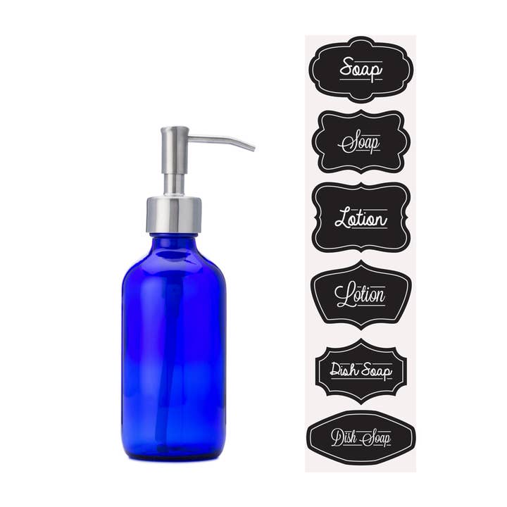 Jarmazing Products - Wholesale Soap Dispenser - Cobalt Glass 8oz Bottle Soap and Lotion Dispenser - S.Steel