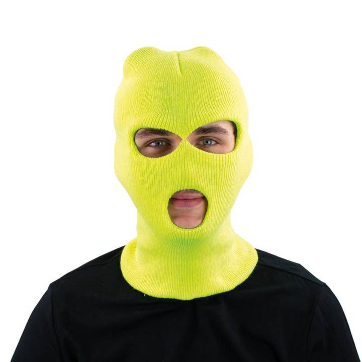 Party Pro - Wholesale Costume - Men's - NEON YELLOW FLUORESCENT BALACLAVA
