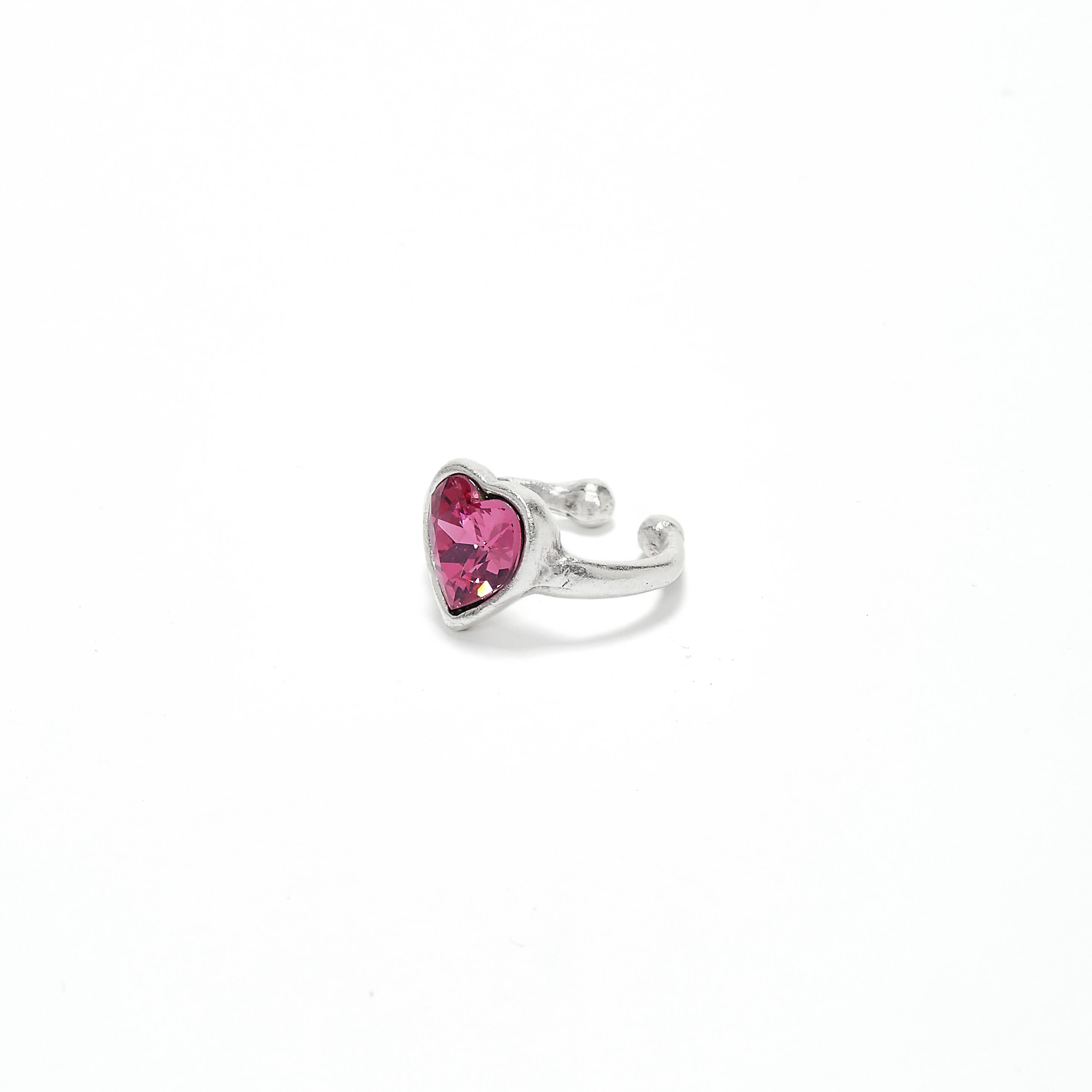 Chanour - Venta al por mayor Anillos solitarios - Anillo de latón hecho a mano con baño de plata y cristal rosa - NR6128 PINK2