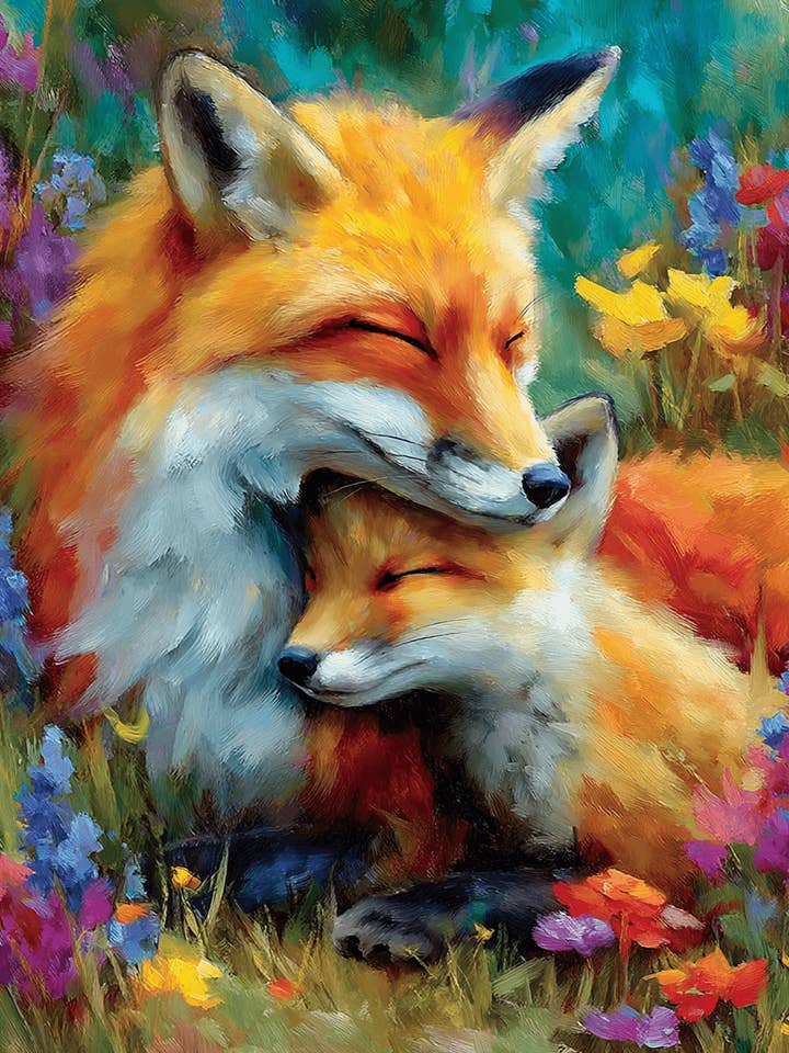 Mom & Baby Red Fox - Animals in Love Art Print - 8"x10" Artwork for 11"x14" Frame for wholesale by Mowbi