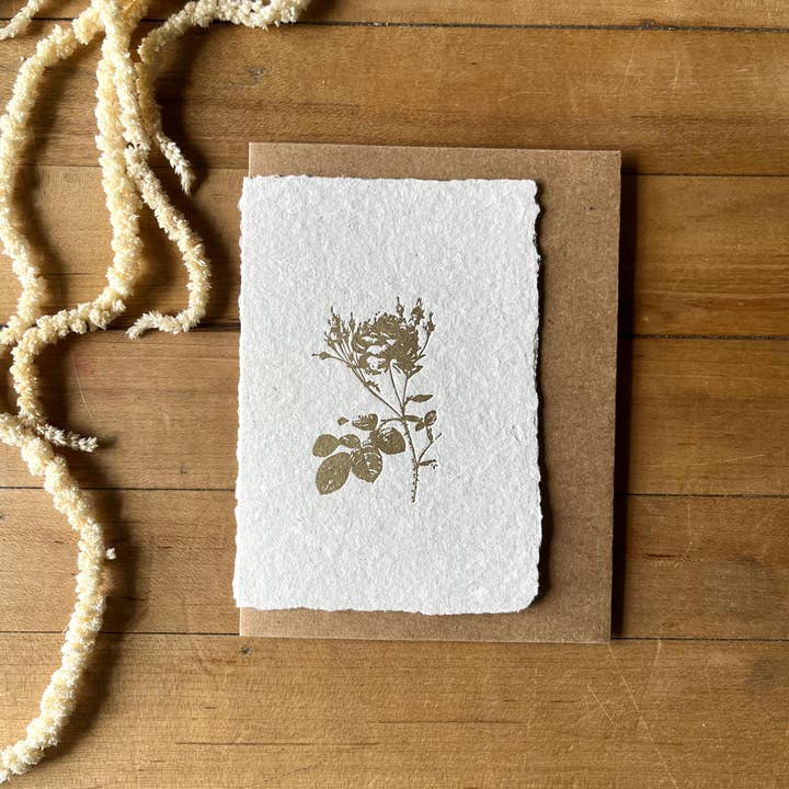 Bat Flower Press - Wholesale Everyday Greeting Card - Gold rose handmade greeting cardÂ