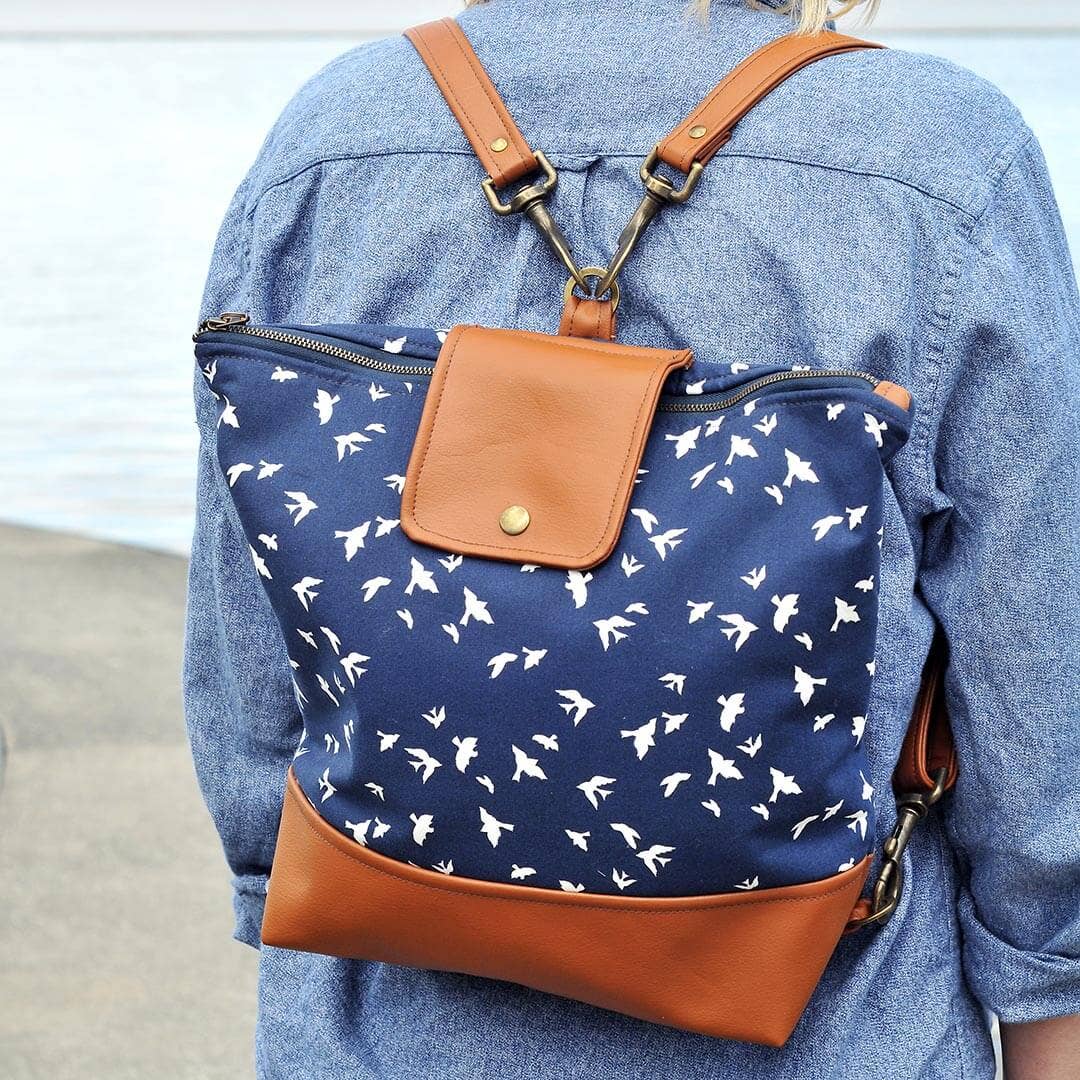 Lauren Holloway - Wholesale Backpack - Women's - Willow Convertible Backpack - Navy Bird11