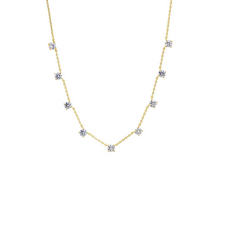 Scattered Multi CZ Solitaire Necklace for wholesale by By Adina Eden