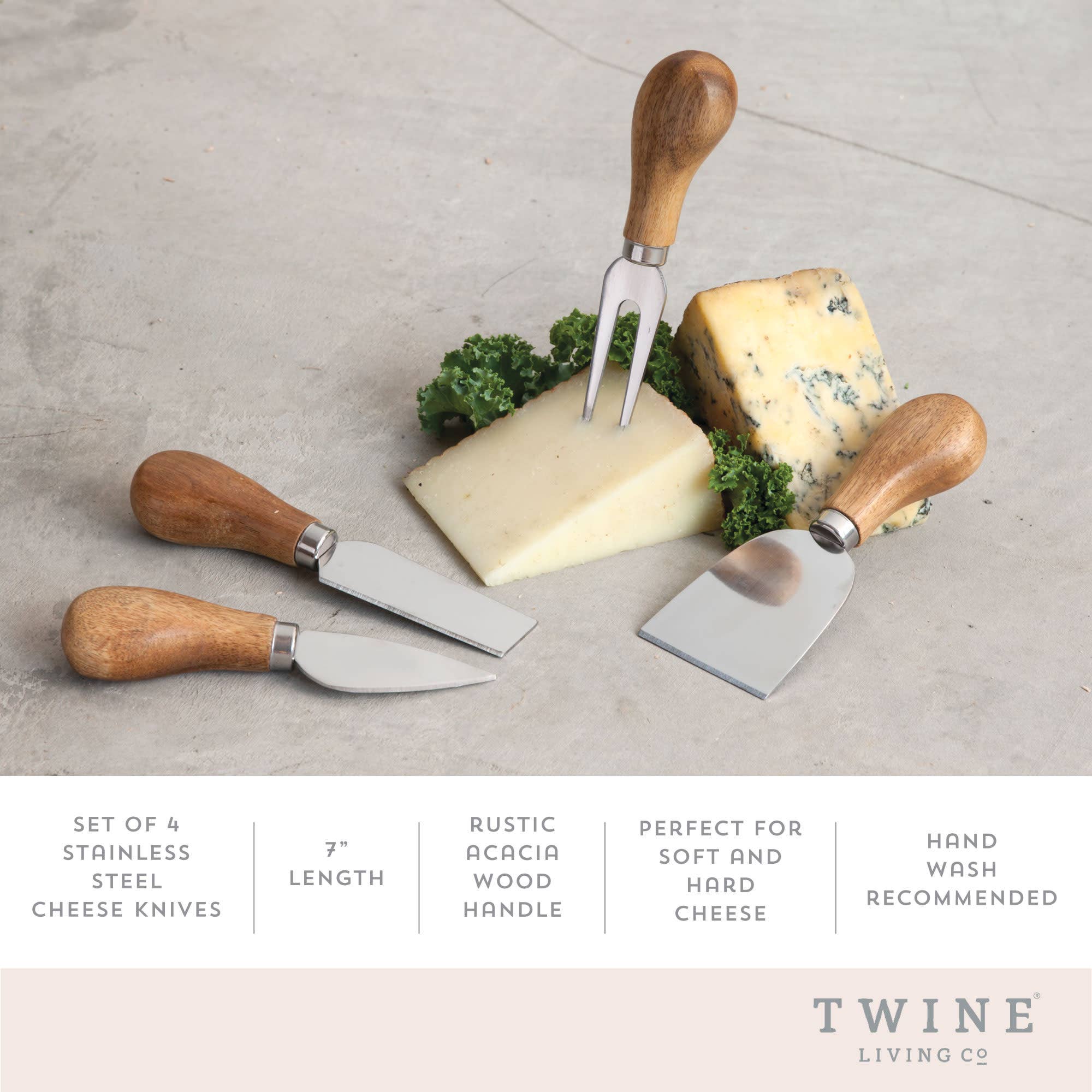 Twine - Wholesale Cheese Spreader - Acacia and Stainless Steel Gourmet Cheese Knives Set of 44
