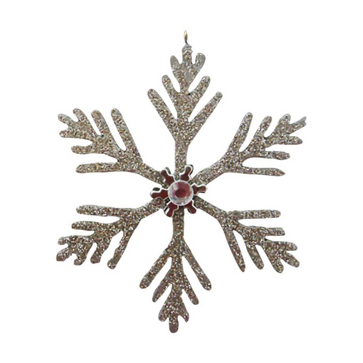 4.25" Glitter Champagne Gold Gem Snowflake for wholesale by Decor N Beyond