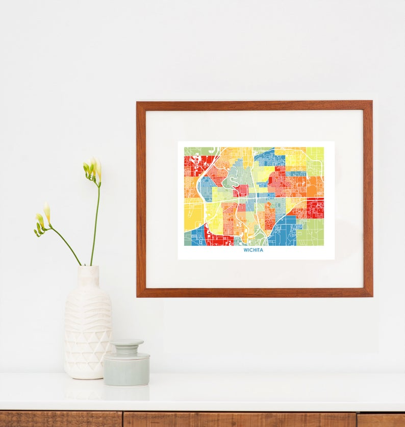 Juanita's Adventures - Wholesale Art Print - Juanitas Wichita Map Print2