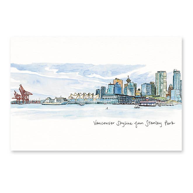 Vancouver Skyline Postcard for wholesale by Gotamago