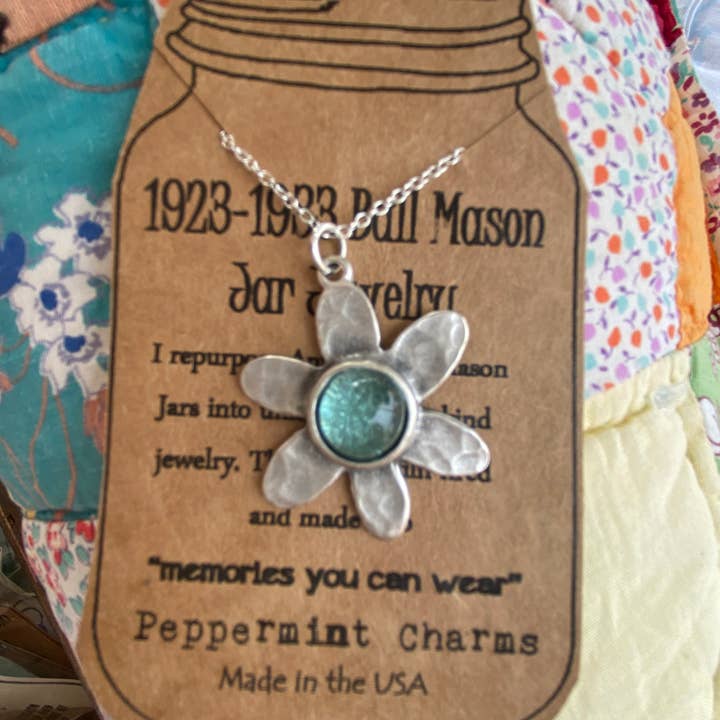 Vintage Ball hammered single Daisy pendant necklace for wholesale by Peppermint Charms