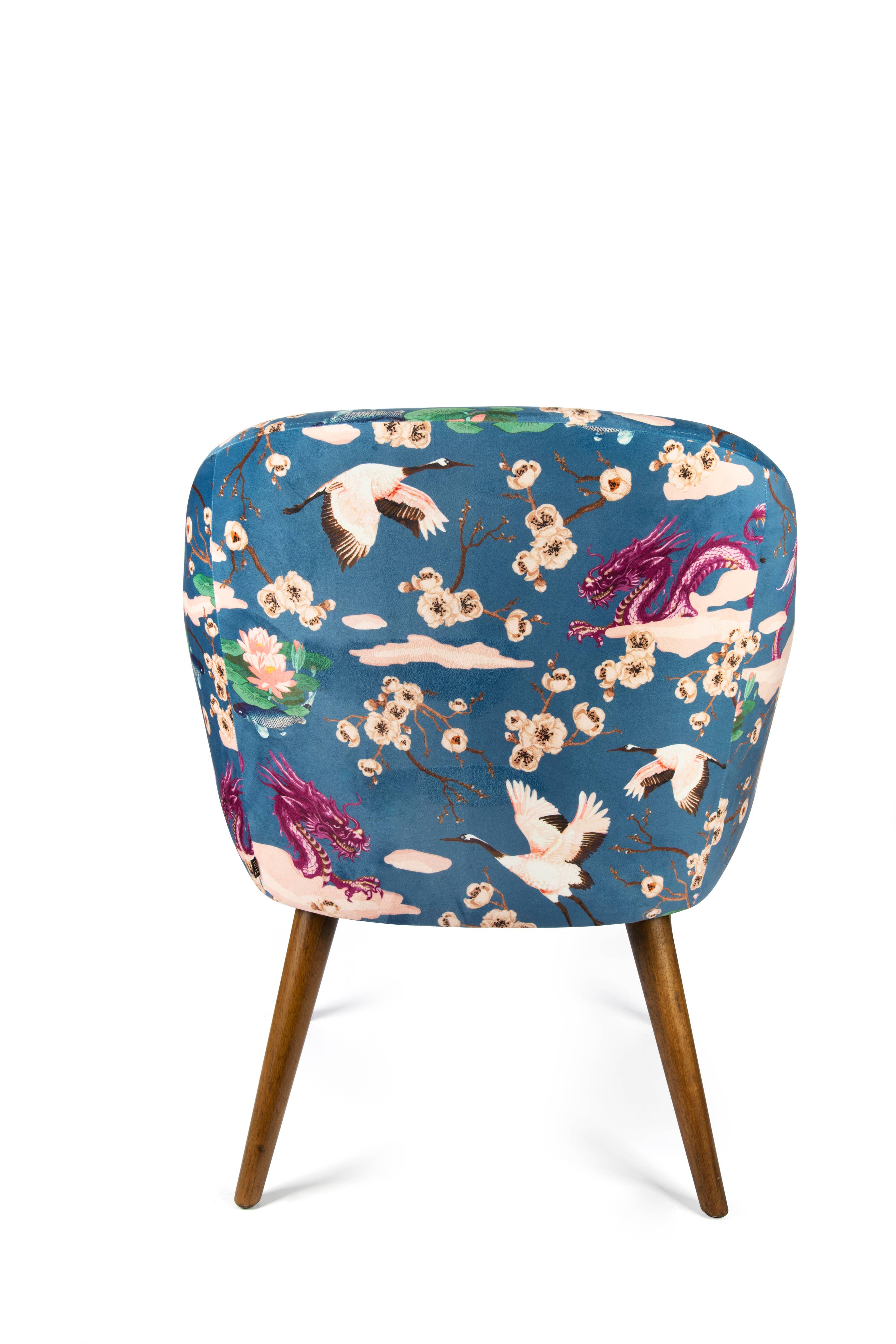 Bergamaschi & Vimercati S.p.a. - Wholesale Chair - Fuji Excelsa armchair in plywood and velvet-effect polyester – Multicolor print with oriental motifs3