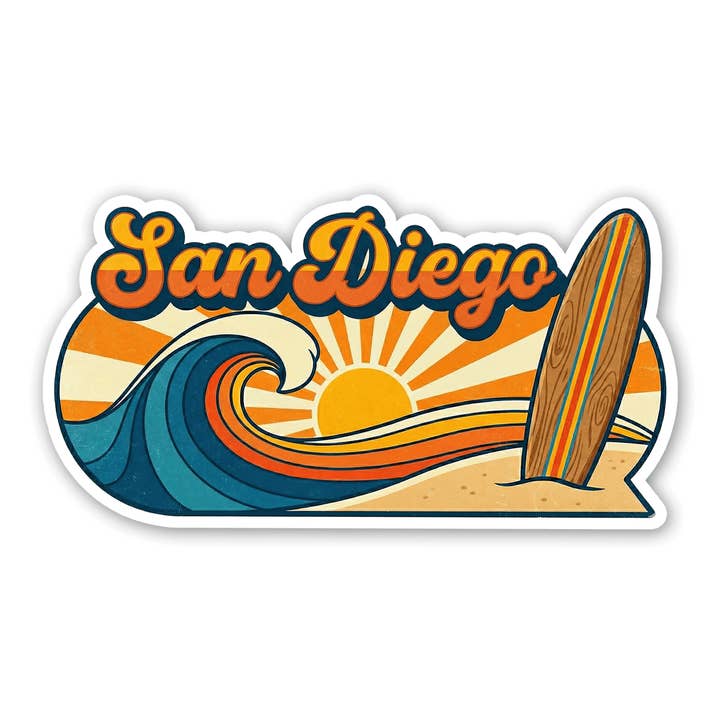 Autocollant San Diego Classic Surf pour la vente par Sticker Atlas