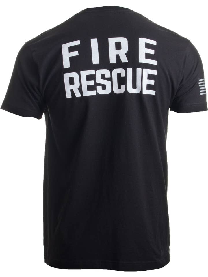 Black Fire & Rescue Maltese Cross Firefighter Honor T-shirt for wholesale on Faire4