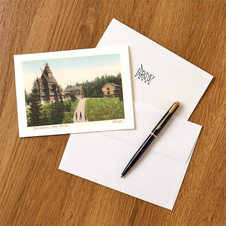 Found Image Press - Wholesale Stationery/Notecard Set - Greeting Card MF-06 Wooden Church in Oslo, Norway1