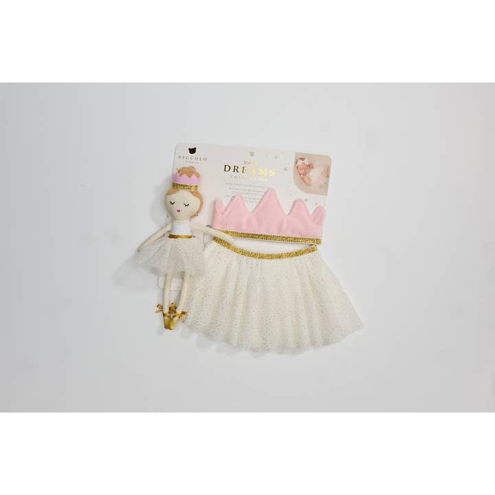 Off White Tutu Set With Crown Headband And Doll 10" - One Size for wholesale on Faire
