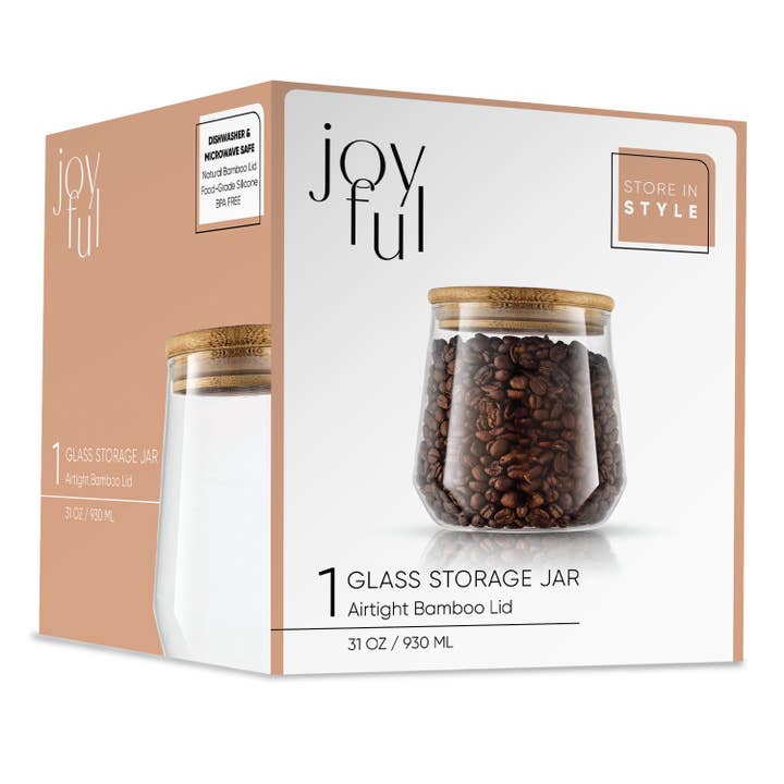 JoyJolt - Wholesale Biscuit jar - Glass Cookie Jar, Kitchen Storage Jar with Bamboo Lid5