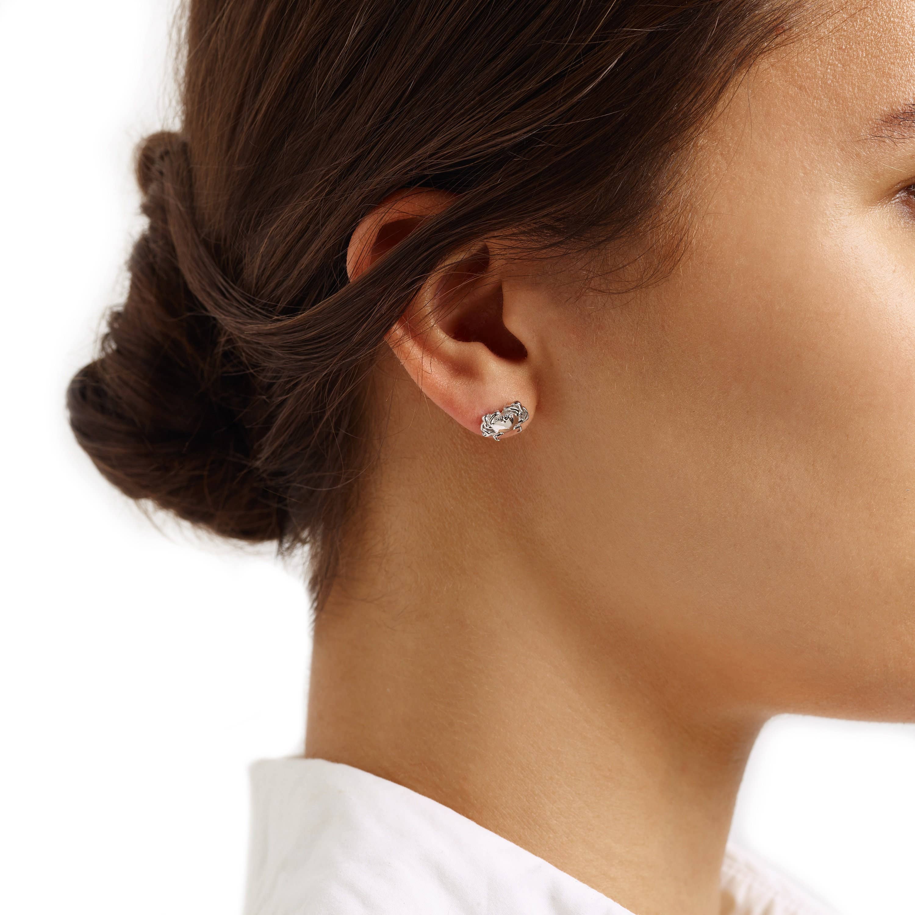 Delicacies Jewelry - Vente Clous d'oreille - Delicacies Jewelry Boucles d'oreilles crabe en argent sterling - Chaque achat aide à combattre la faim ! Cadeau gourmand, bijoux alimentaires1