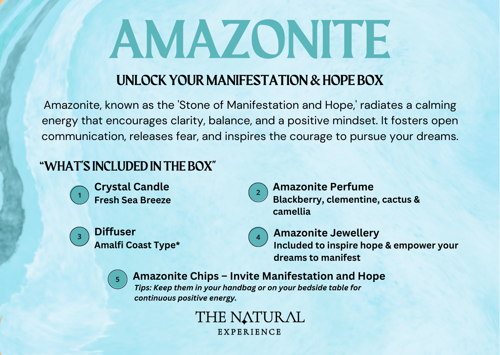 THE NATURAL EXPERIENCE - Wholesale Gift box - Amazonite - Unlock Your Manifestation & Hope Box2