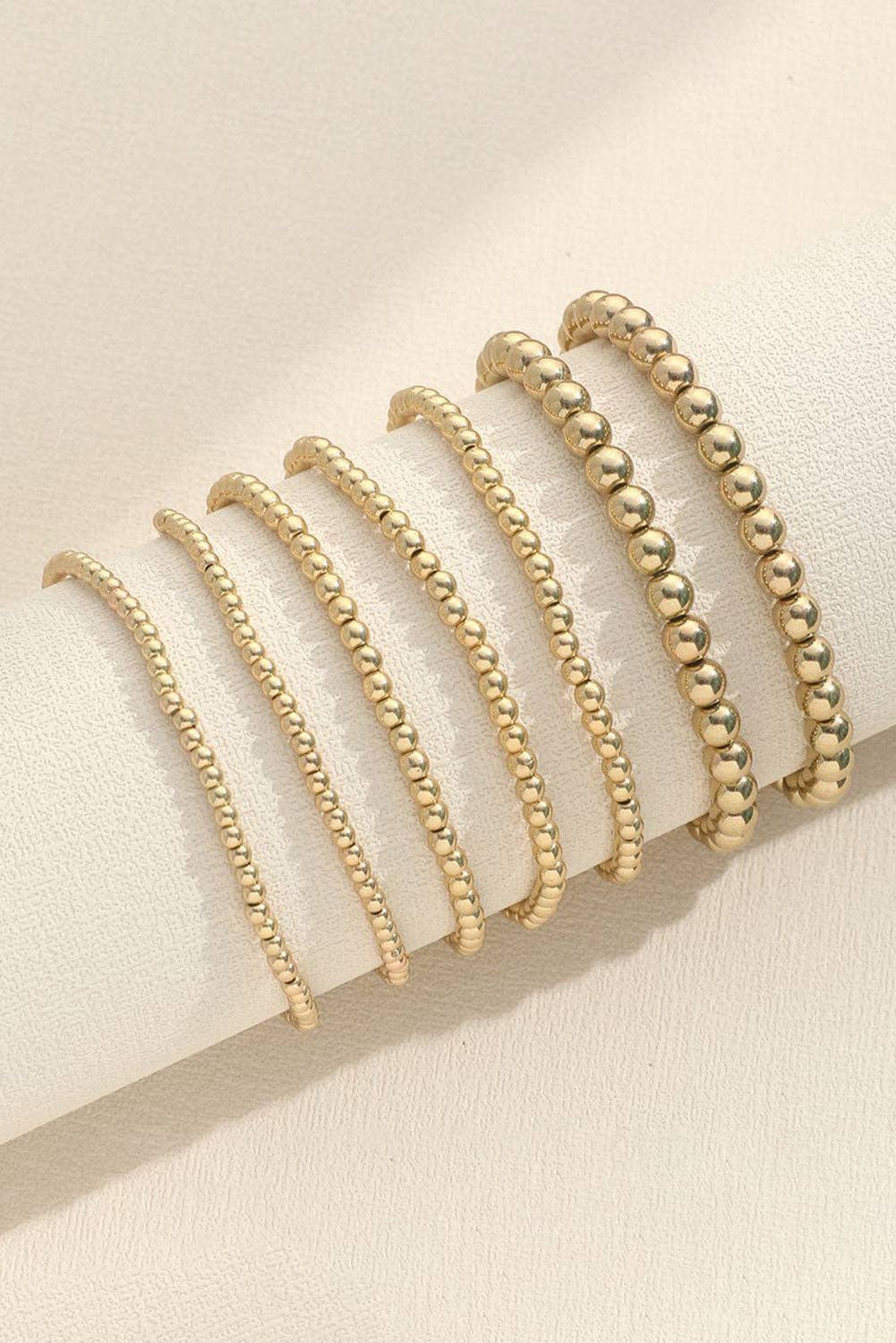 Gold 7pcs/Set Minimalist Beaded Luxury Bracelet Set for wholesale on Faire2