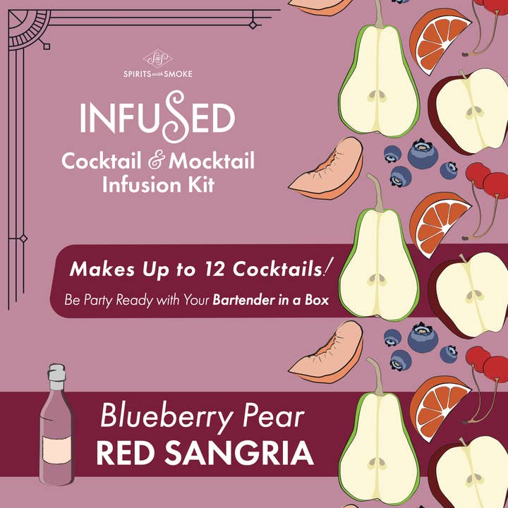 Blueberry Pear Red Sangria - Cocktail & Mocktail Mix Kit for wholesale by Spirits WIth Smoke