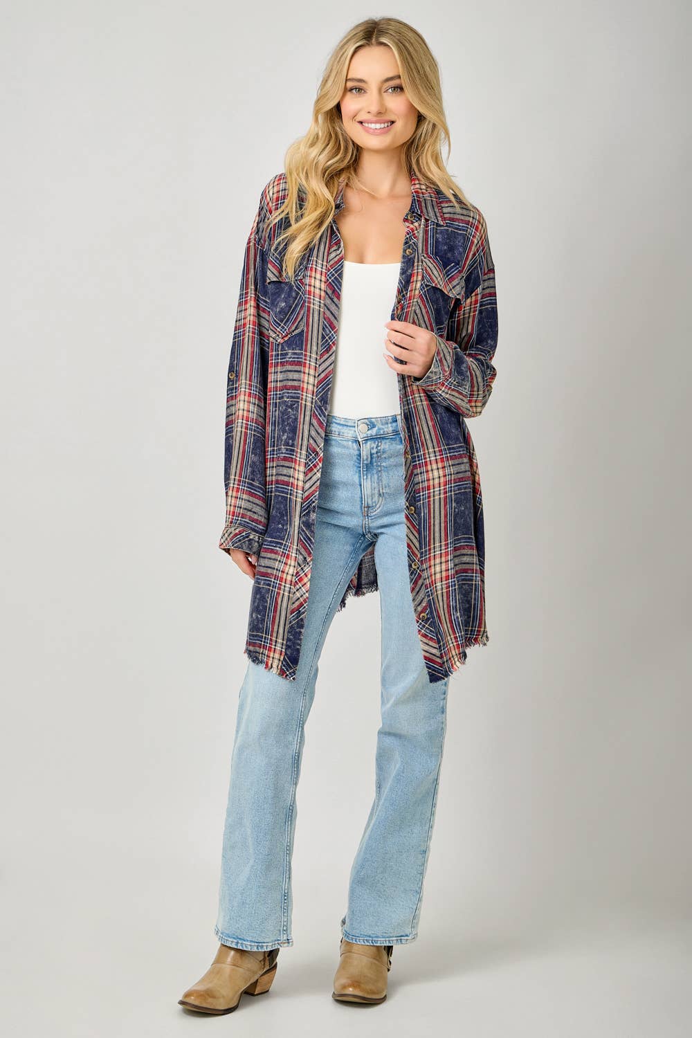 Mystree - Wholesale Dress - Women's - 61161 Washed Plaid Shirt Dress26