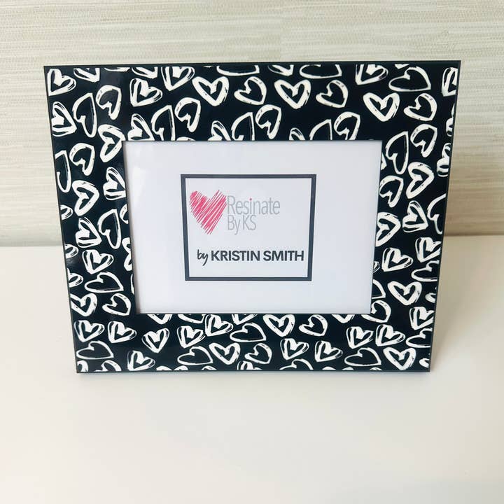 Resinate By KS / by KRISTIN SMITH - Wholesale Picture Frame - Black White Hearts Love Photo Picture Frame 2