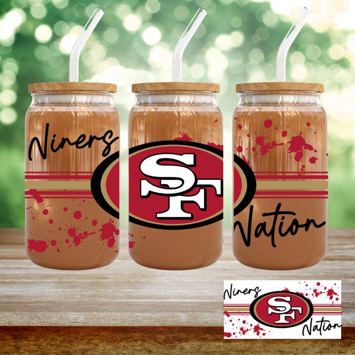 Small Biz Shipping Co - Wholesale Sublimation Transfer - 16oz UV DTF Wrap - Niners