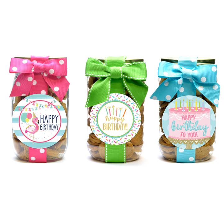 Cookie Jars - Happy Birthday Asst #1 - Pint for wholesale by Oh, Sugar!